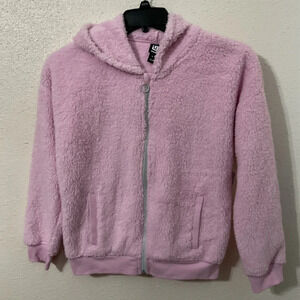 ID Ideology Pink Big Girls Solid Faux-Sherpa Hooded Jacket, Size XL NWT